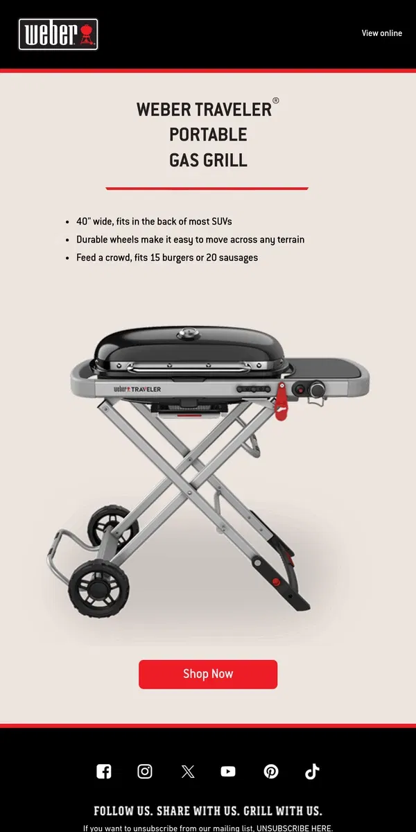 Email from Weber. Grill On-The-Go