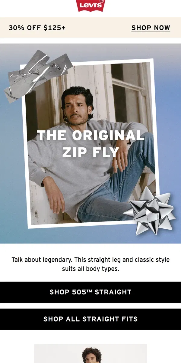 Email from Levi's. Gifts that never go out of style