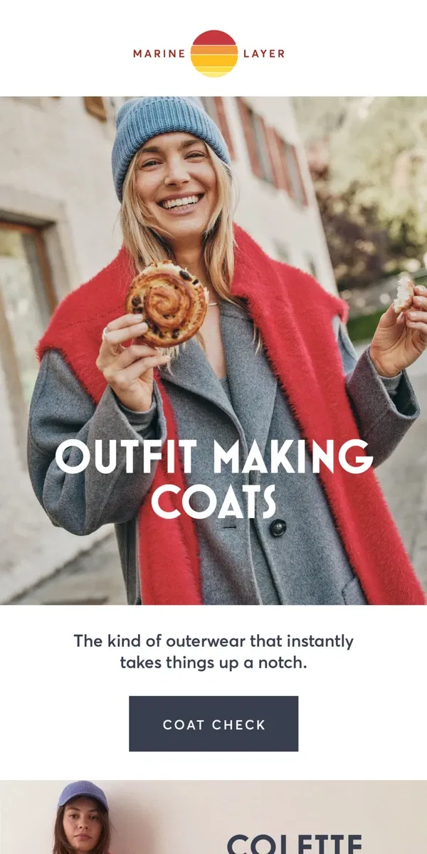 Email from Marine Layer. Goin’ Quick (!) Longline Coats