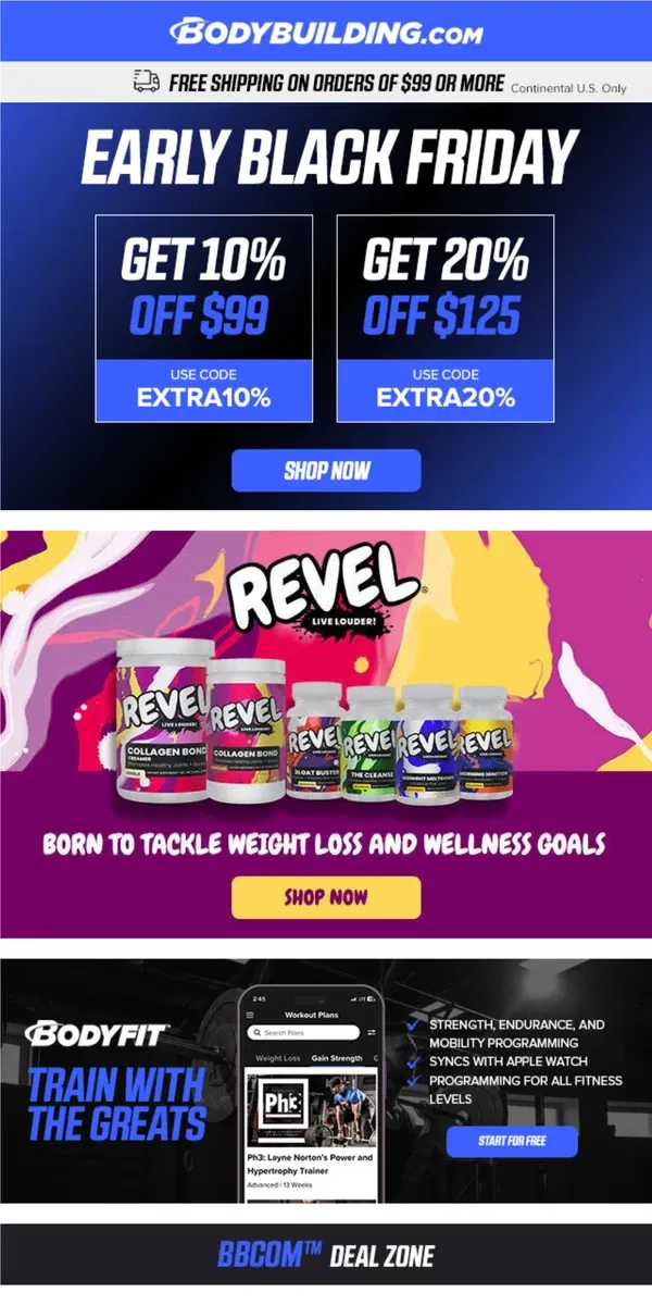 Email from Bodybuilding.com. ⚡ PRE-WORKOUT Deals & Extra Savings! ⚡