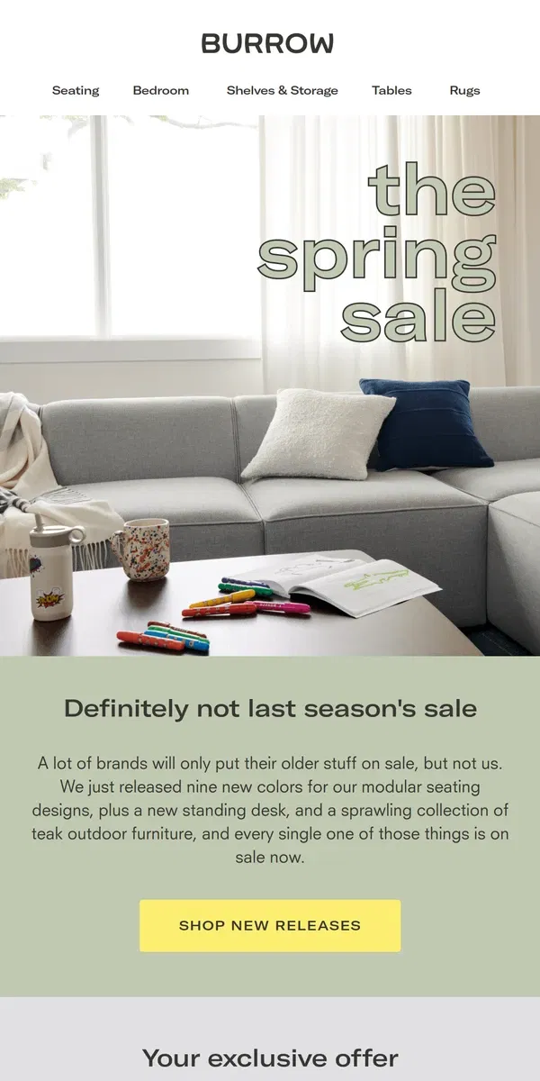 Email from Burrow. All new designs, now on sale