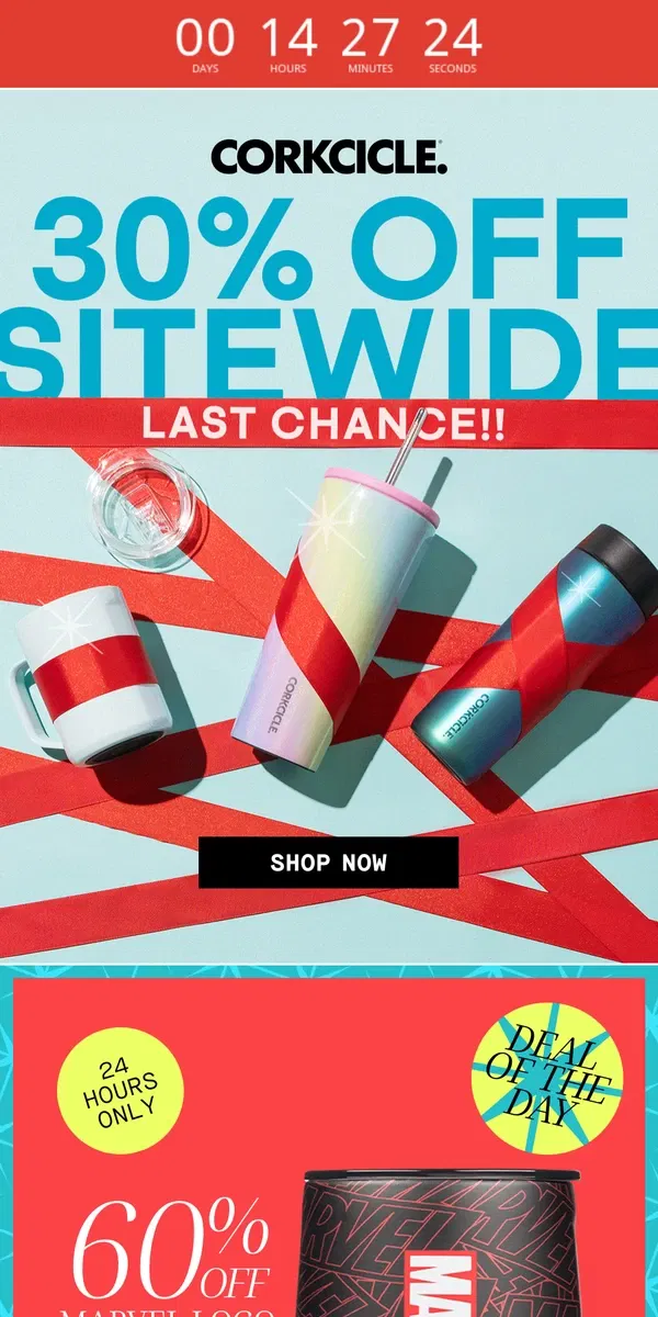 Email from CORKCICLE. FINAL DAY 👉 30% Sitewide & Ground Shipping