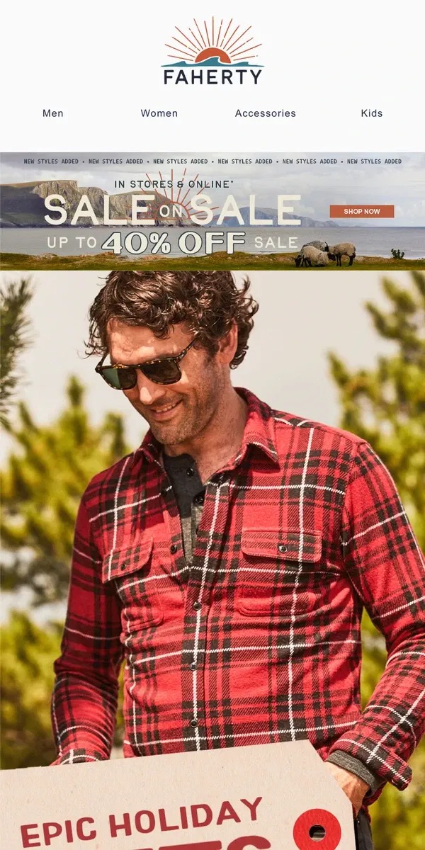 Email from Faherty. Just Dropped: Epic Holiday Gifts