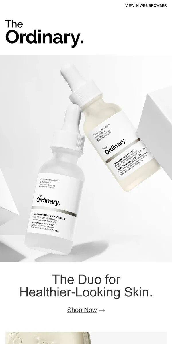 Email from The Ordinary. Hydrated, brighter-looking skin.