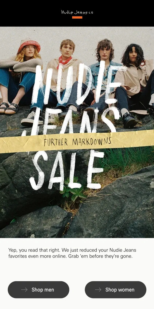 Email from Nudie Jeans. Sale: Further markdowns.