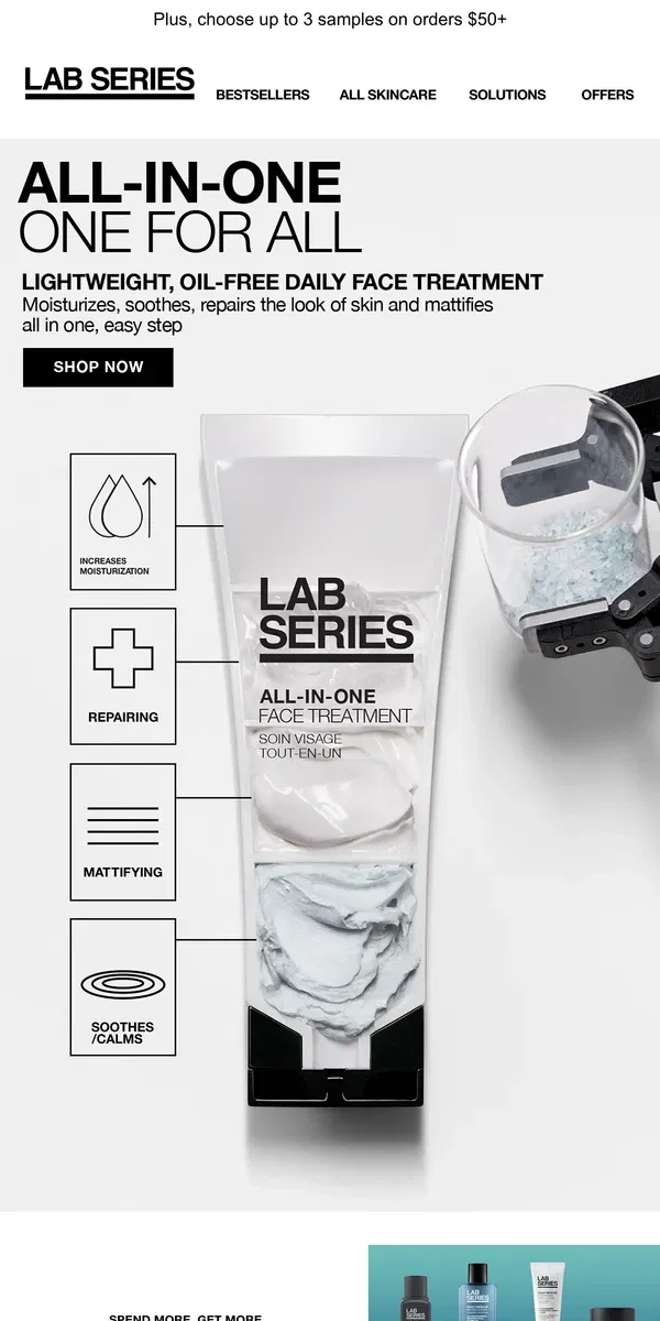 Email from Lab Series. Lightweight and oil free!