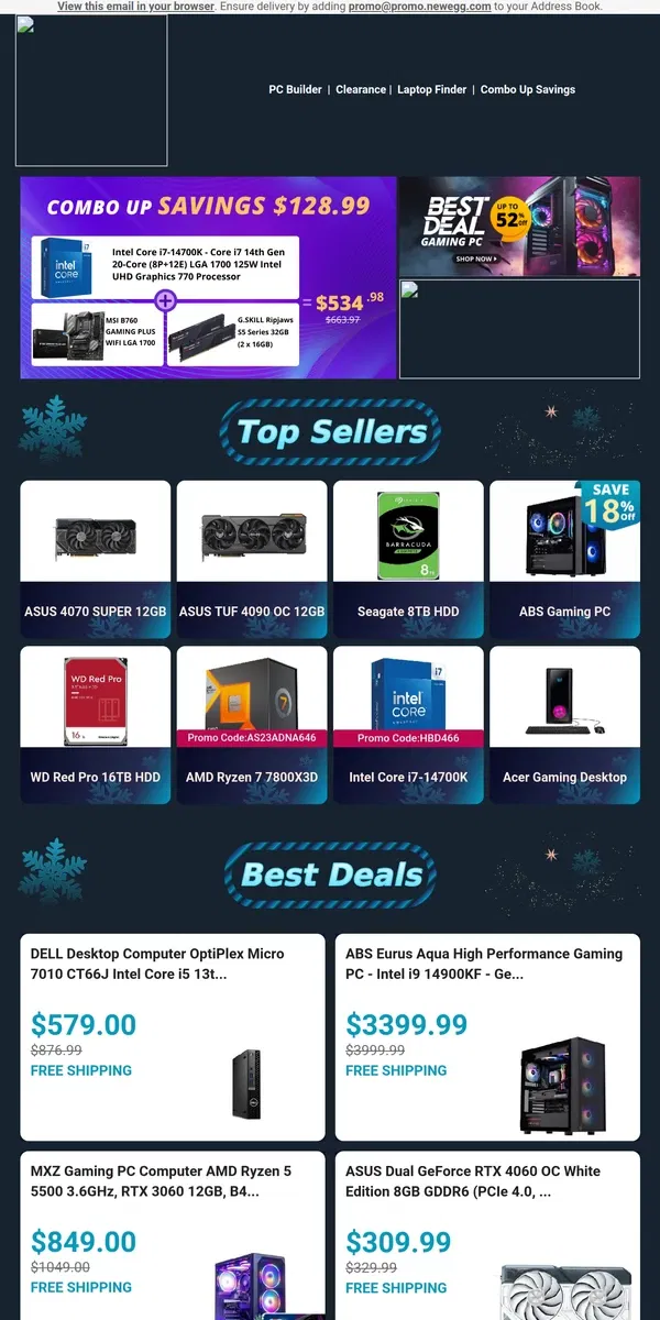 Email from Newegg. ⚡ ABS Flux Ruby: Ryzen 7 5700X, RTX 4060 Beast!