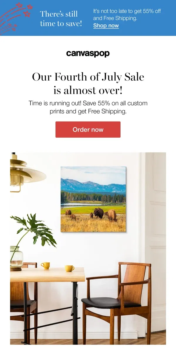 Email from Canvaspop. Don’t miss out! Sale ends soon.