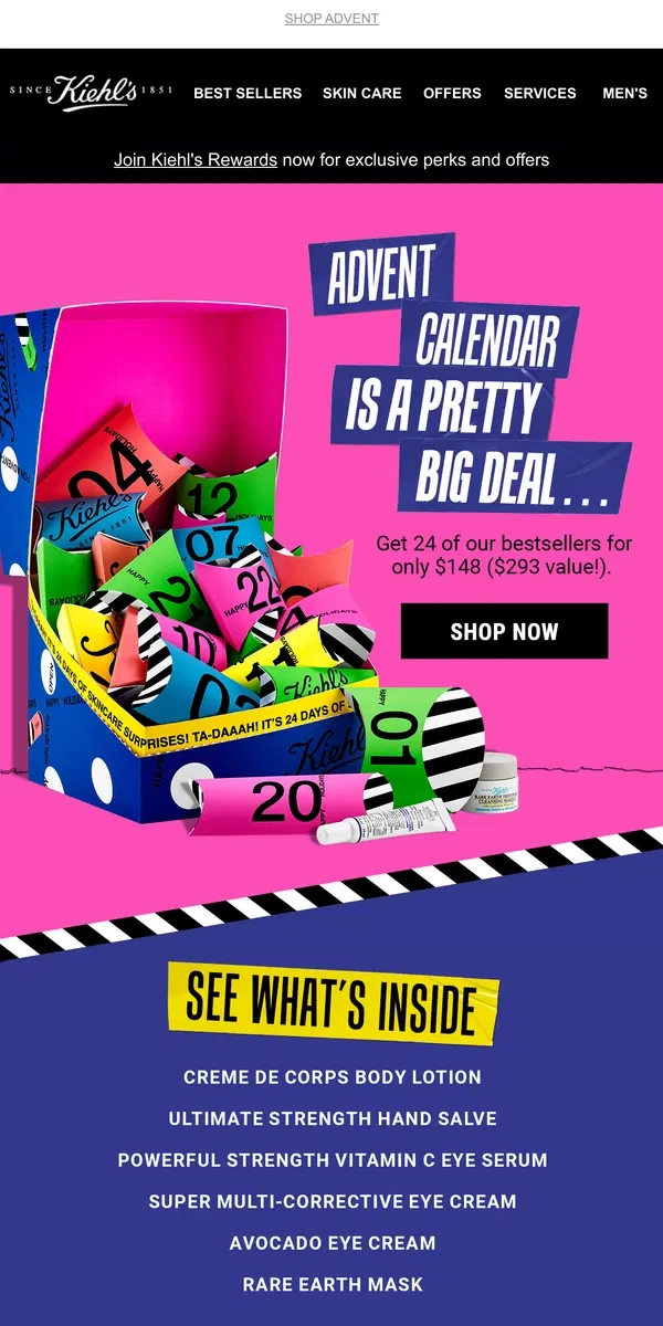 Email from Kiehl's. 🎀Save 49% On 24 Bestsellers W/ Advent Calendar🎀