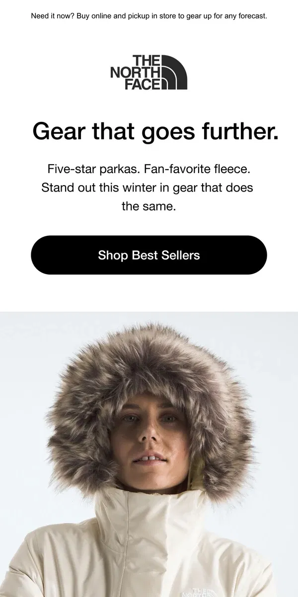 Email from The North Face. Best sellers for better adventures