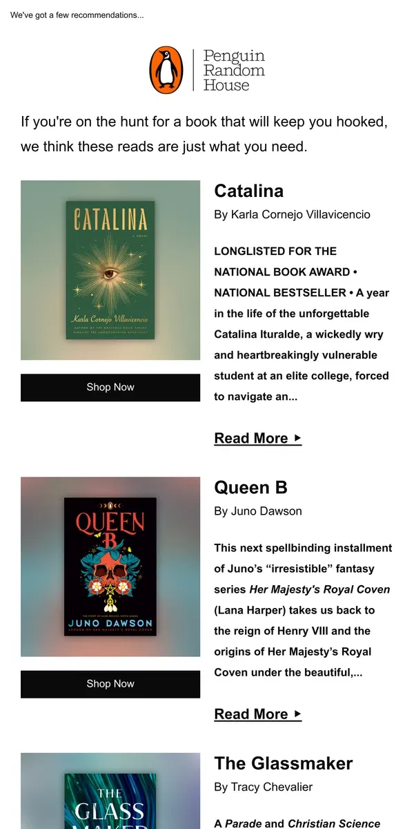 Email from Penguin Random House. You Deserve A Great New Read