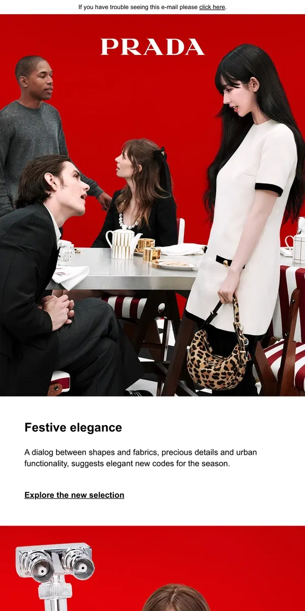 Email from Prada. Festive elegance