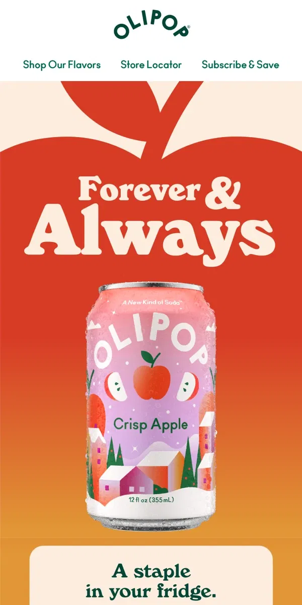 Email from OLIPOP. Keep the good times coming 🍎