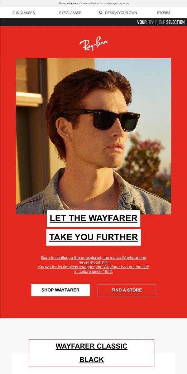 Email from Ray-Ban. Go beyond with the Wayfarer