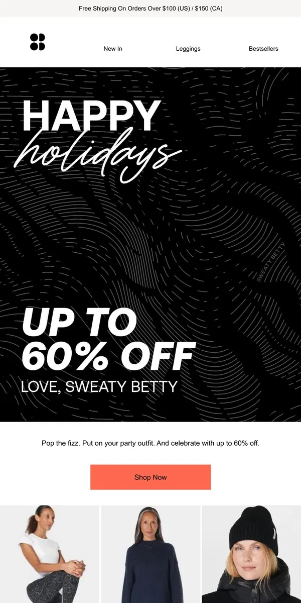 Email from Sweaty Betty. Happy Holidays from us to you 🎄