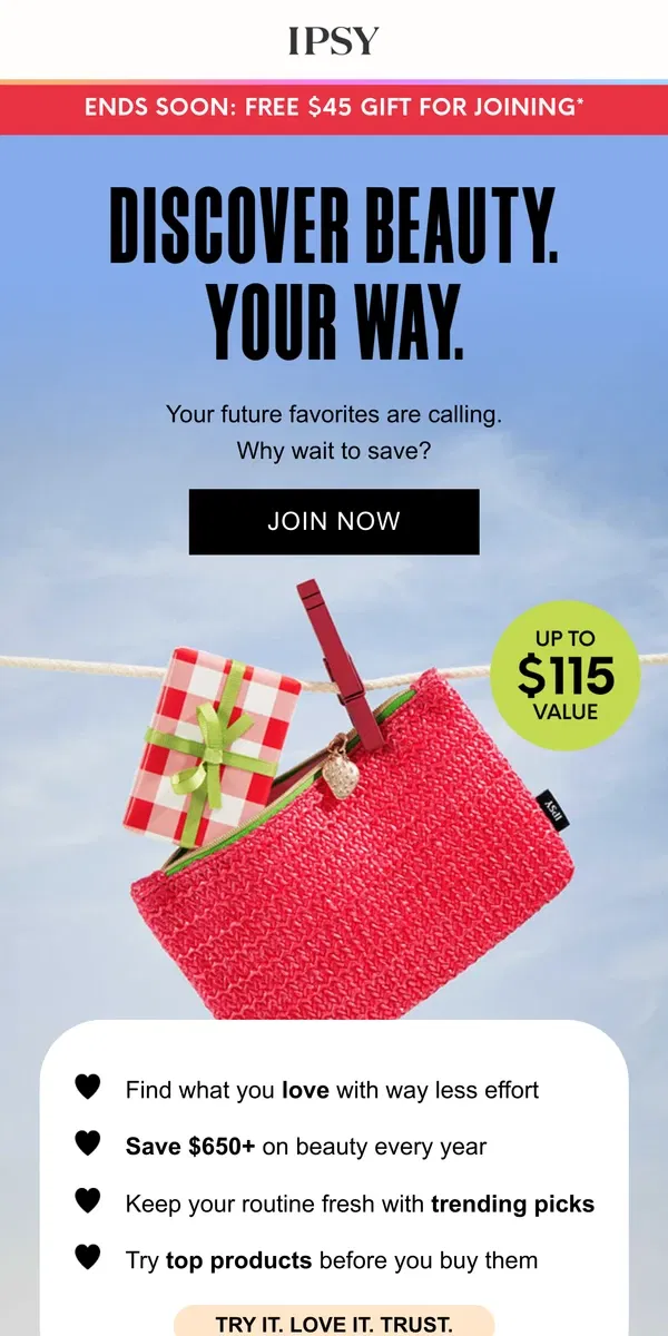 Email from BoxyCharm by IPSY. Ends Soon! Your free gift offer