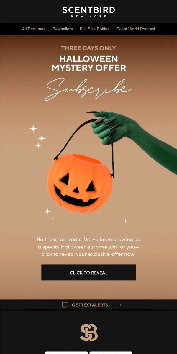 Email from Scentbird. Halloween mystery offer 🎃💰