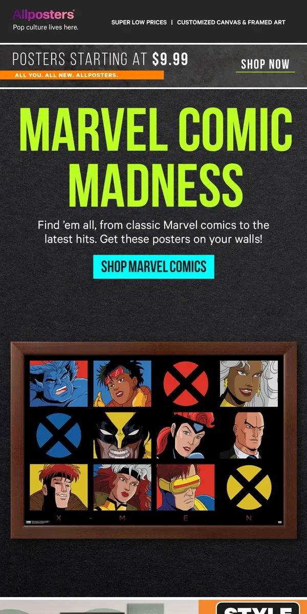 Email from AllPosters. Comic art for the nerd in all of us