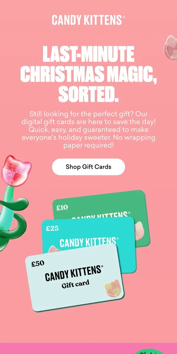 Email from Candy Kittens. The perfect gift, right on time 🎄