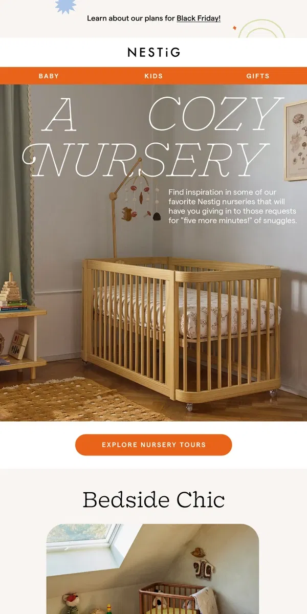 Email from Nestig. Your cozy nursery, our inspo