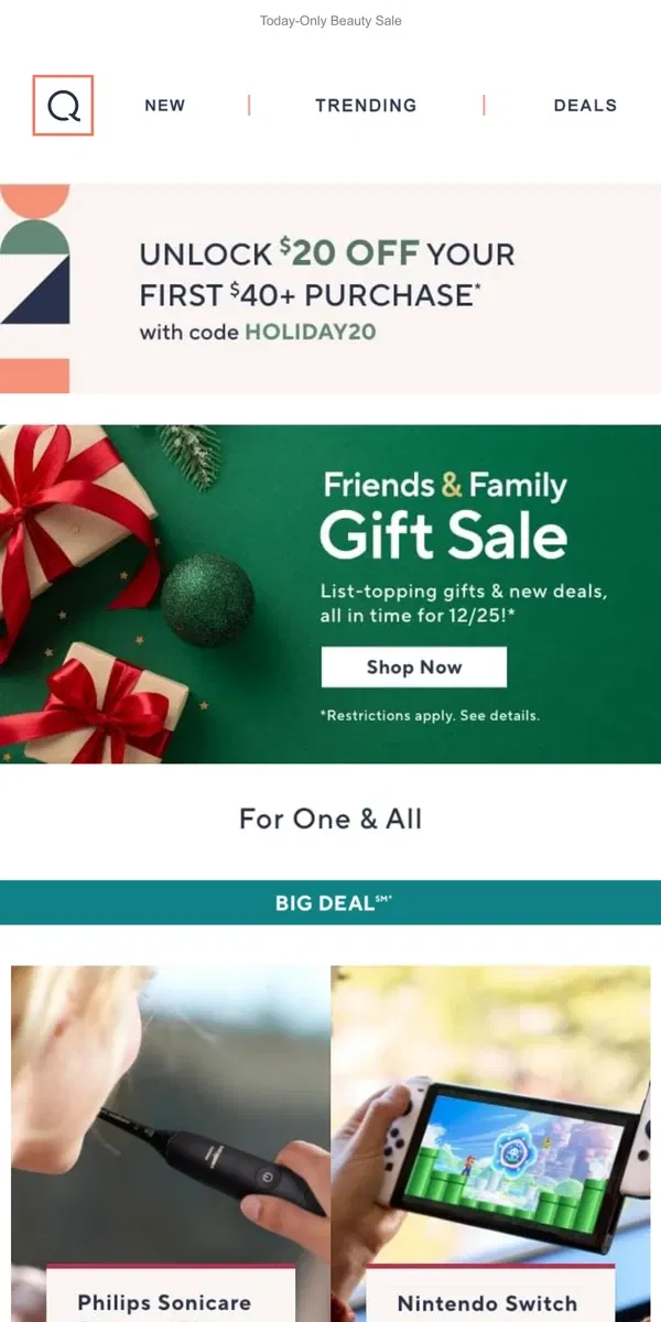 Email from QVC. Gifts for Them, Savings for You!