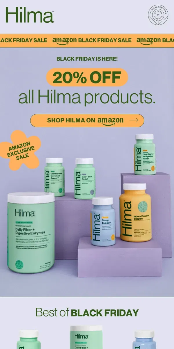 Email from Hilma. 20% off ALL HILMA🤑