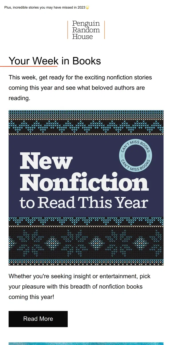 Email from Penguin Random House. Your Week in Books: New in Nonfiction