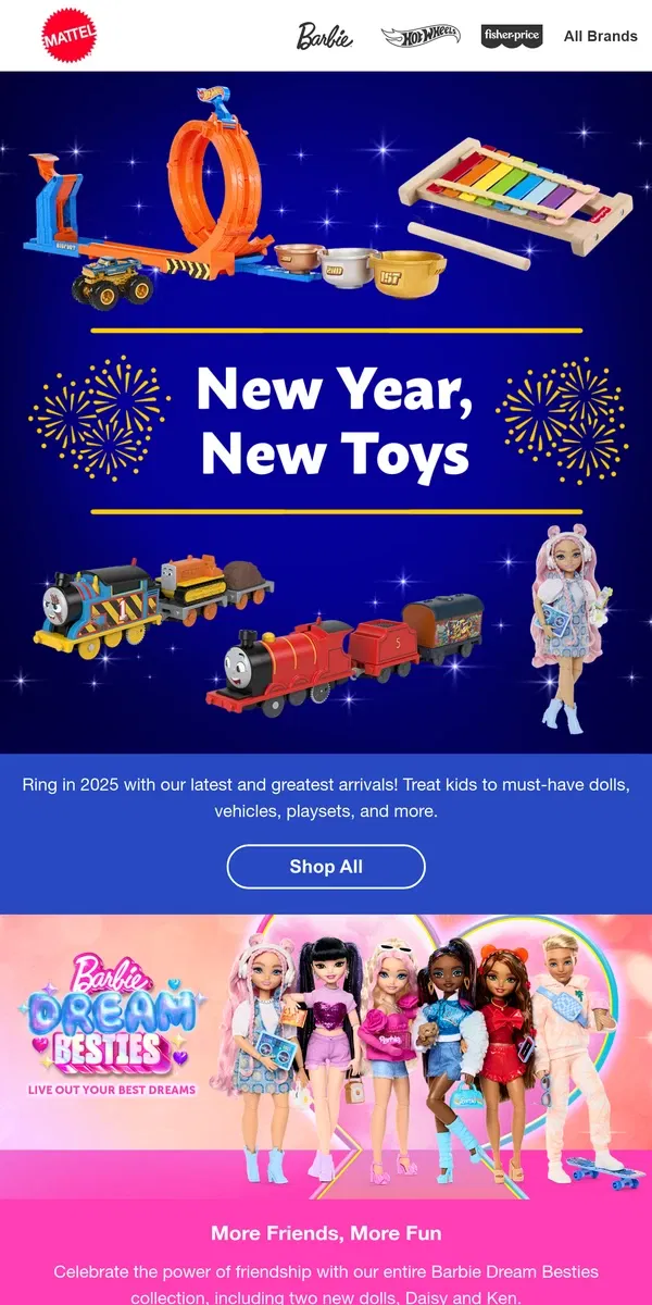 Email from Mattel Store. Celebrate the New Year With New Toys!