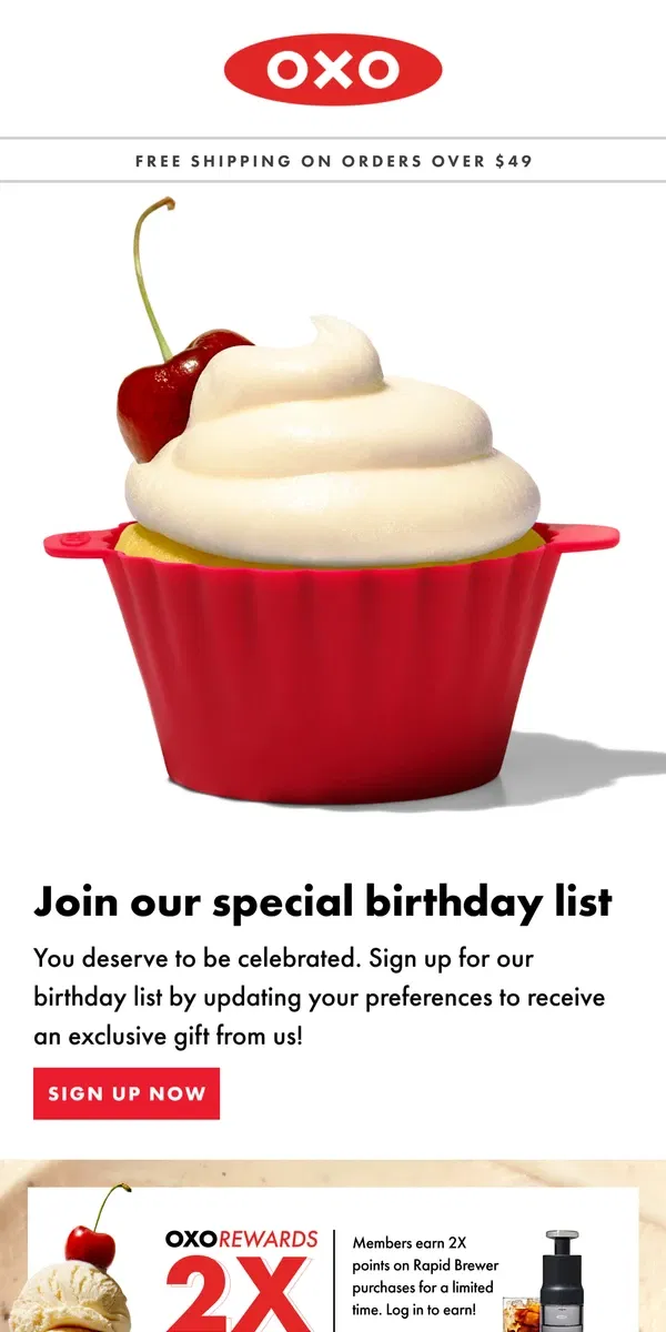 Email from OXO. Oops, we messed up. Our last email had an expired offer.