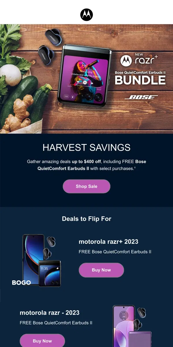 Email from Motorola. Harvest some incredible savings! 👨‍🌾