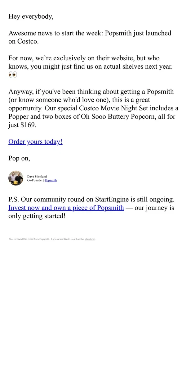 Email from Popsmith. Now available at our second major retailer 🥳