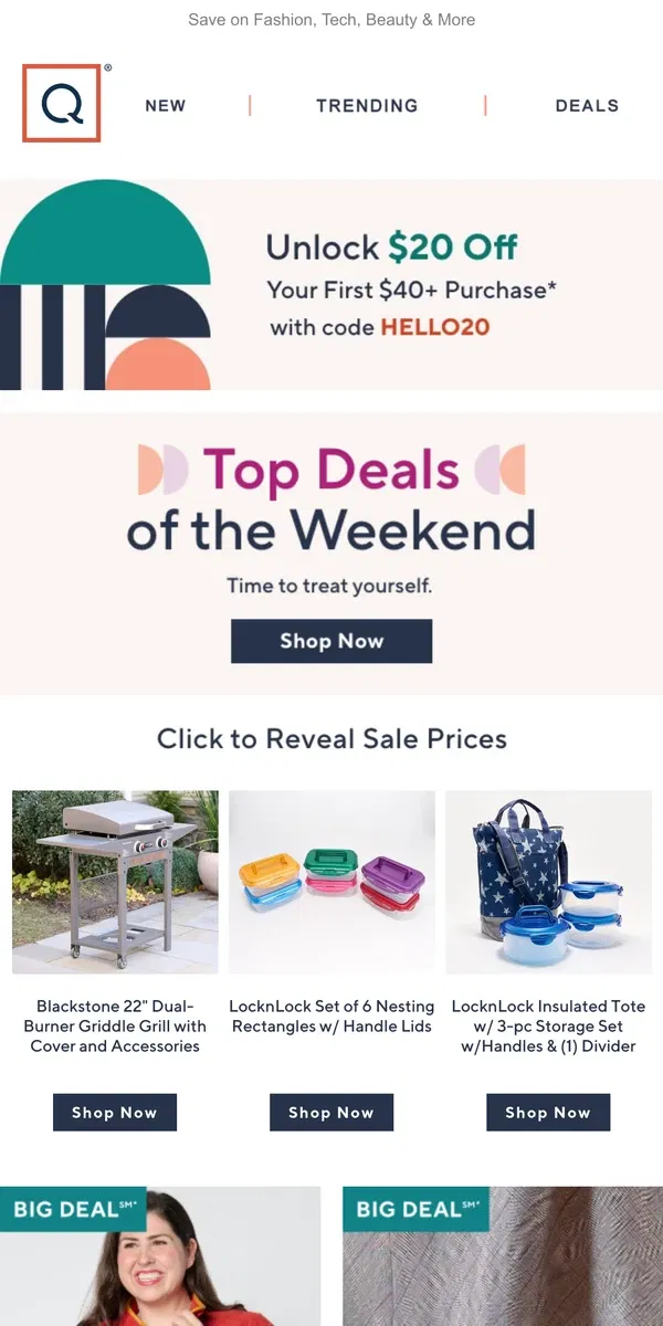 Email from QVC. Treat Yourself! It's the Weekend