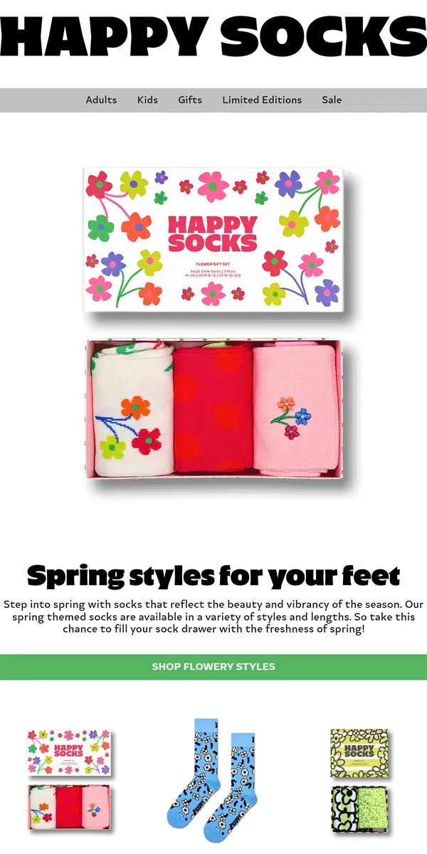 Email from Happy Socks. Spring Styles For Your Feet 🌸