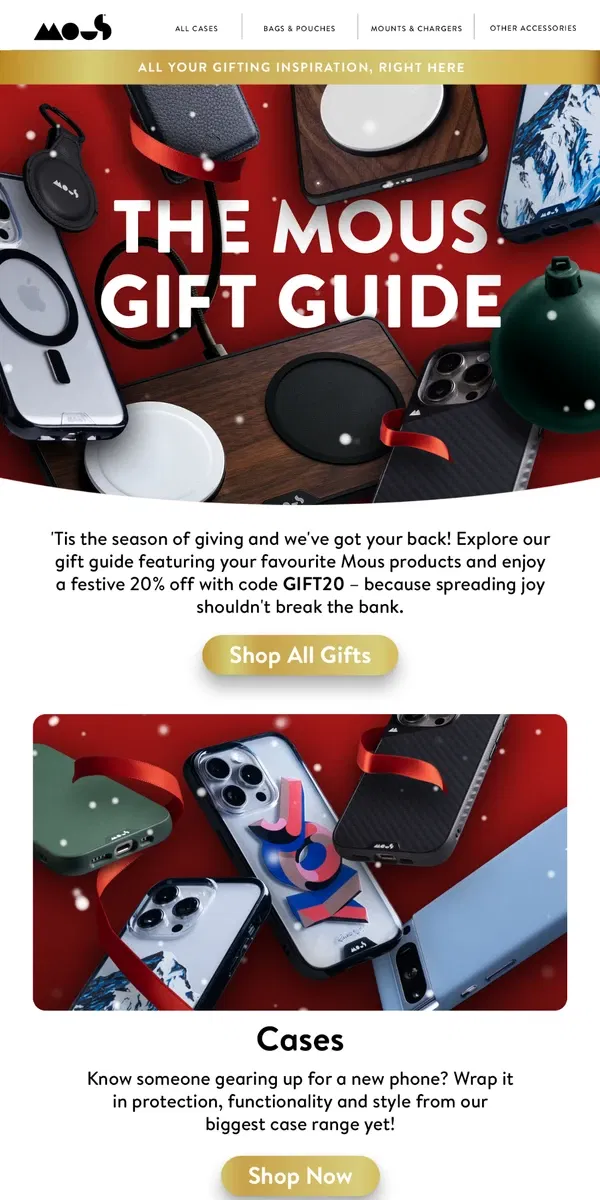 Email from Mous. The Mous Gift Guide