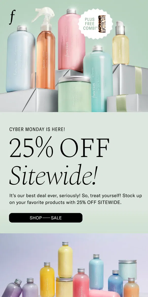 Email from Function of Beauty. We never do this: 25% Off EXTENDED🎉