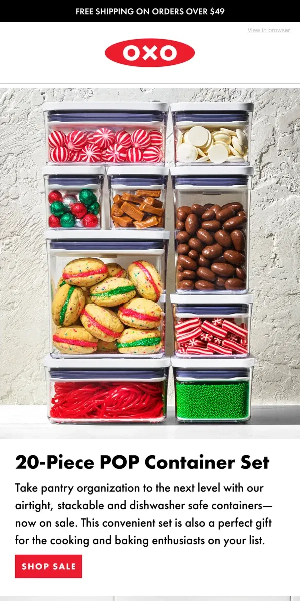 Email from OXO. Your favorite food storage—on sale now