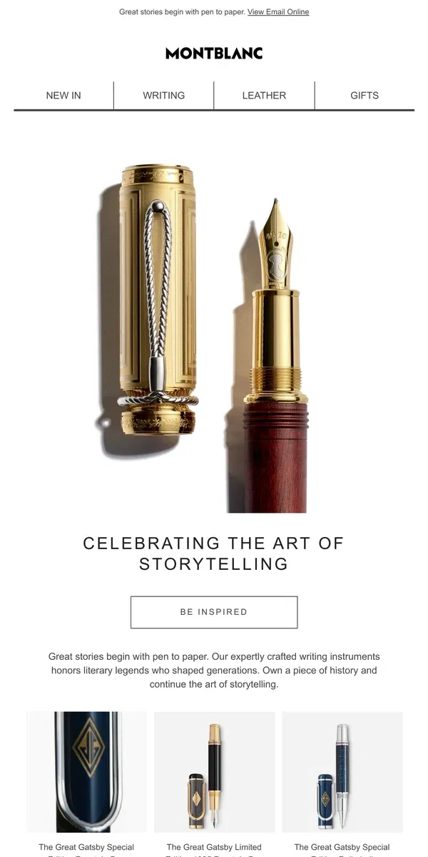 Email from Montblanc. A tribute to literary legends