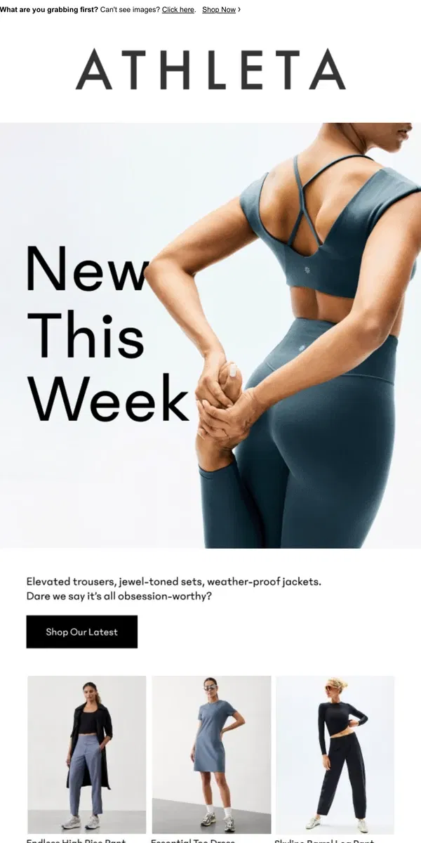 Email from Athleta. Announcing all things new for the new year