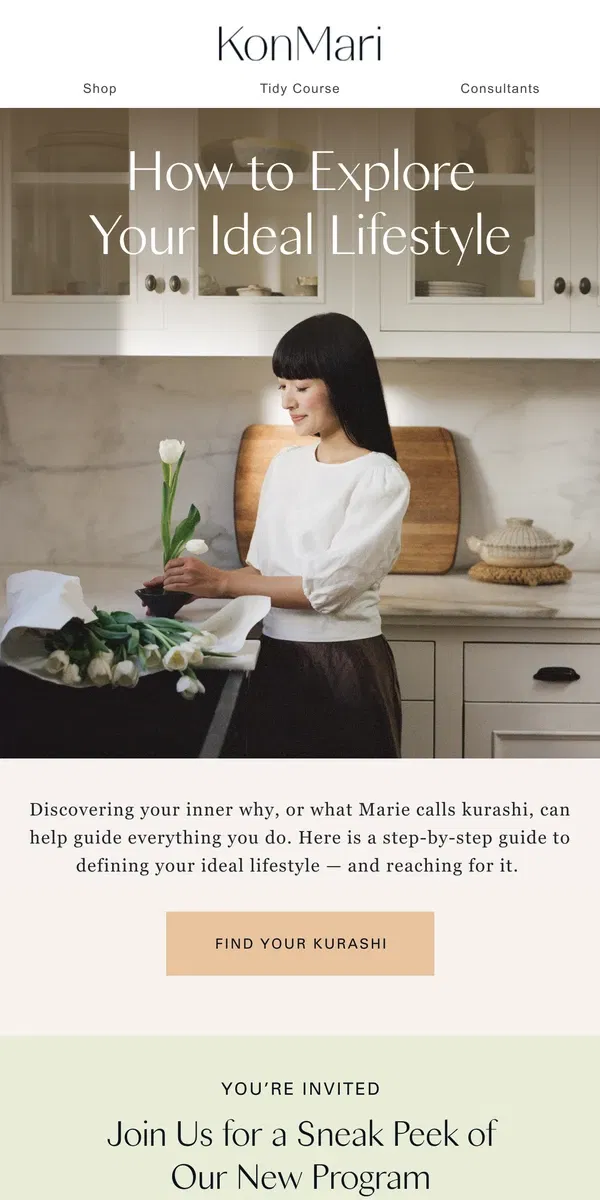 Email from KonMari. How to Explore Your Ideal Lifestyle.