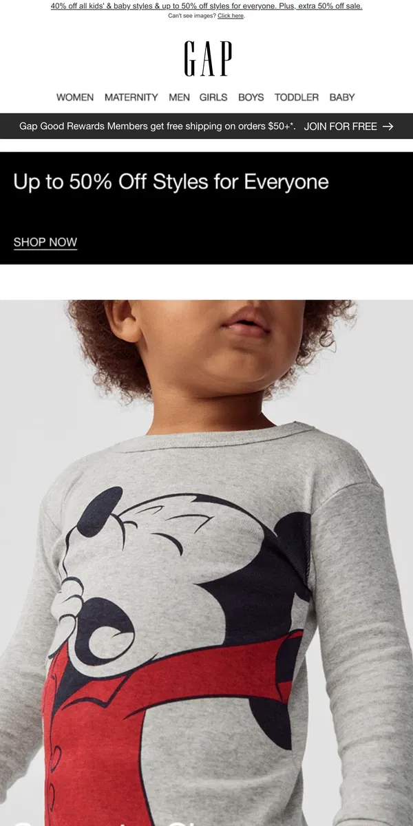 Email from GAP. Supersoft PJs with their FAVES