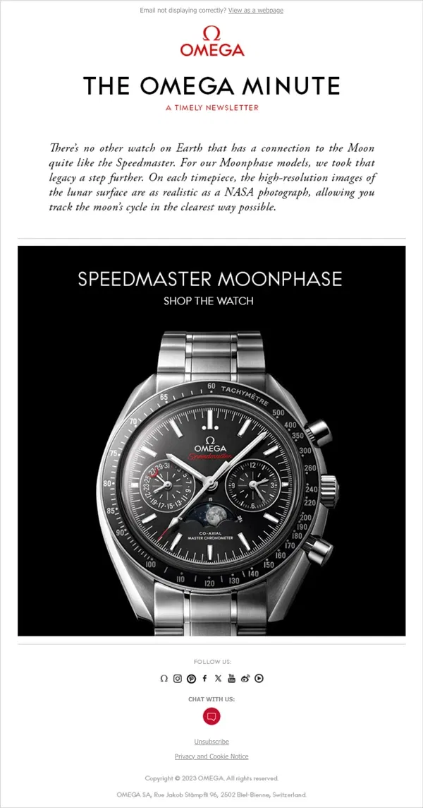 Email from OMEGA. The Moonphase in focus