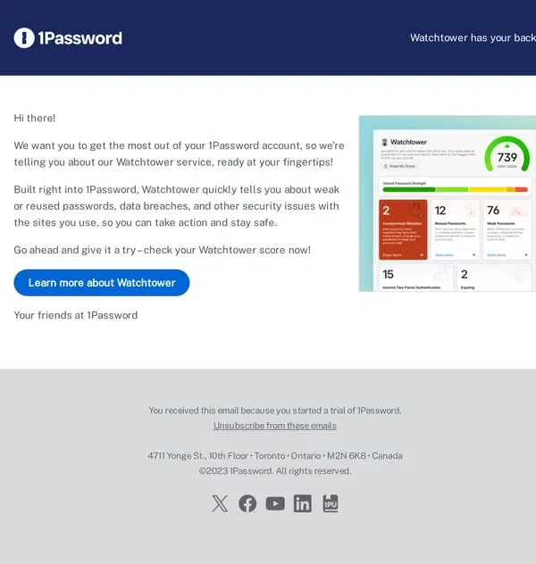 Email from 1Password. Your very own security detail