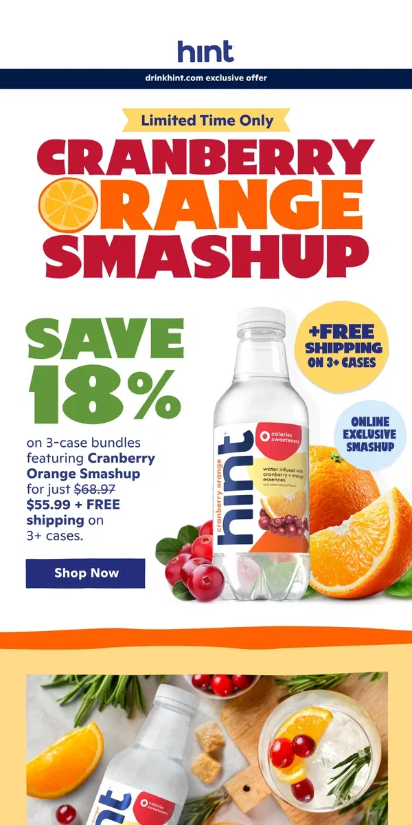 Email from Hint Water. Did you know it’s Cranberry Orange season?