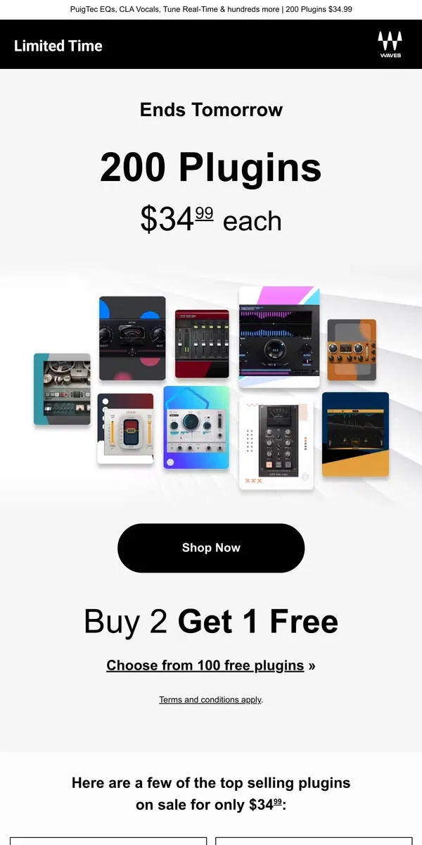 Email from Waves Audio. Ends Tomorrow ⌛ Buy 2 Get 1 Free