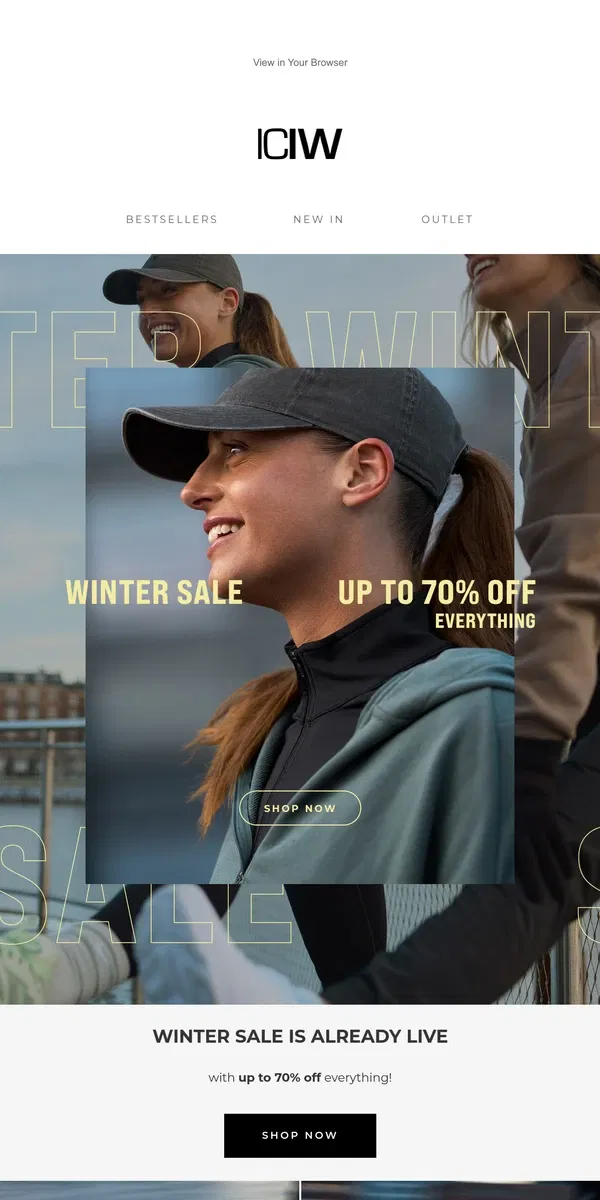 Email from ICIW Sportswear. WINTER SALE IS ALREADY LIVE 💪