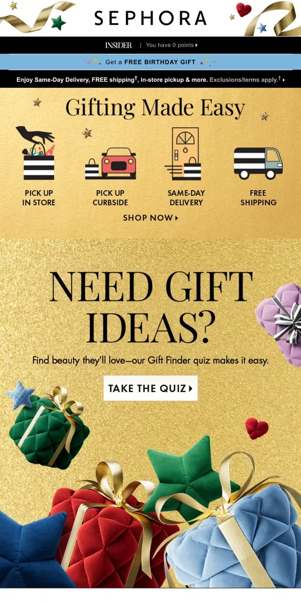 Email from Sephora. This year, win at gifting