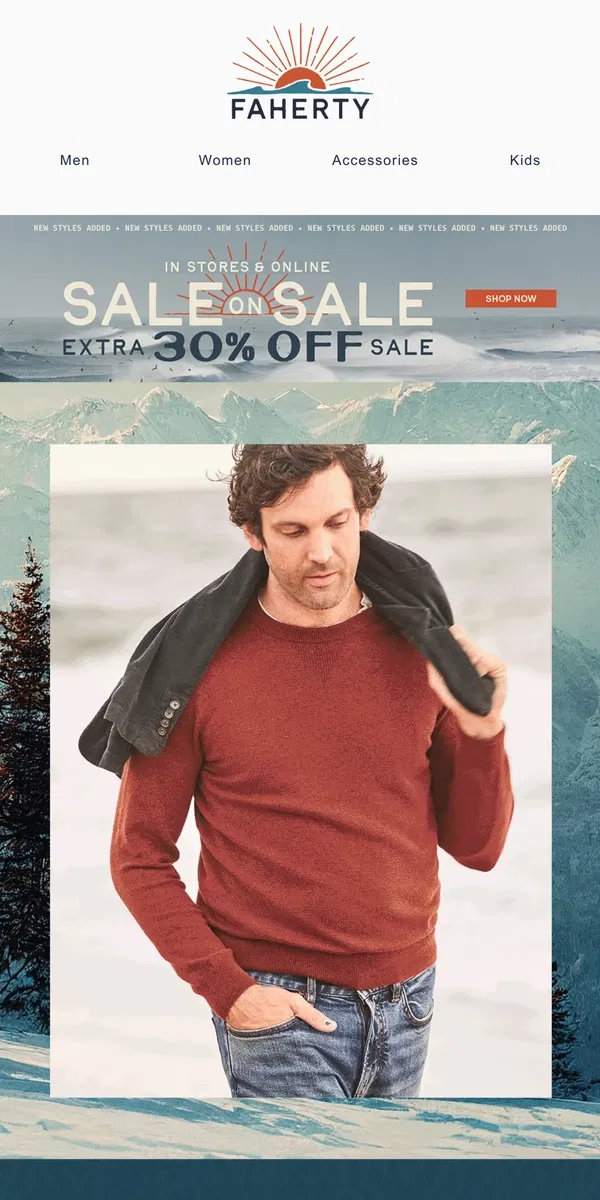 Email from Faherty. New Winter Sweaters Are Here