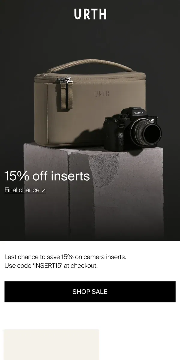 Email from Urth. Last chance — 15% off