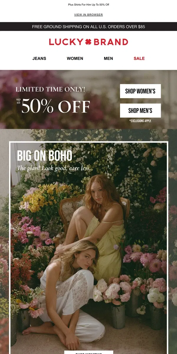 Email from Lucky Brand. Big On Boho 😍