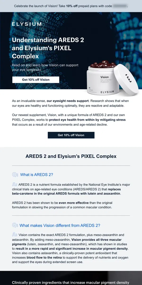 Email from Elysium Health. Understand the science that drives Vision